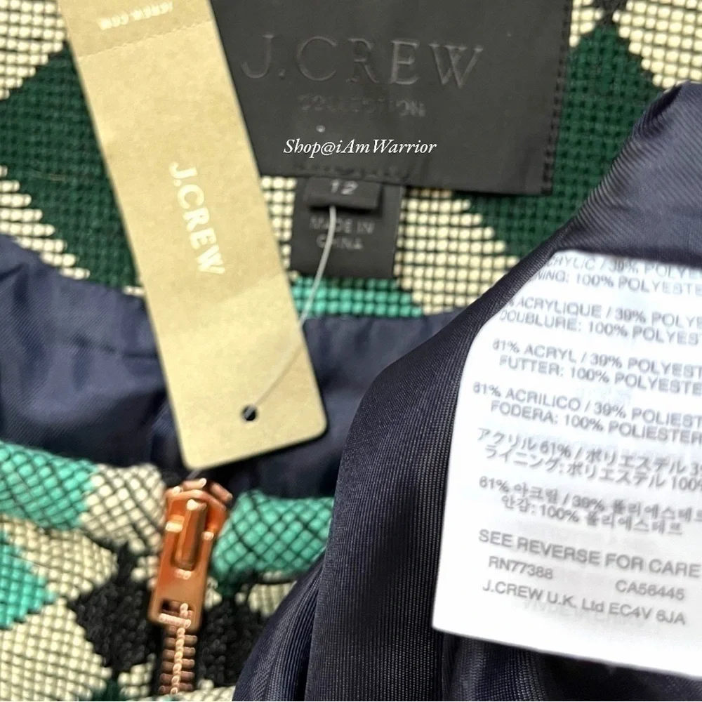 J.Crew Collection NWT Moroccan Tile Jacquard Zip Boxy Jacket *shop@iamwarrior